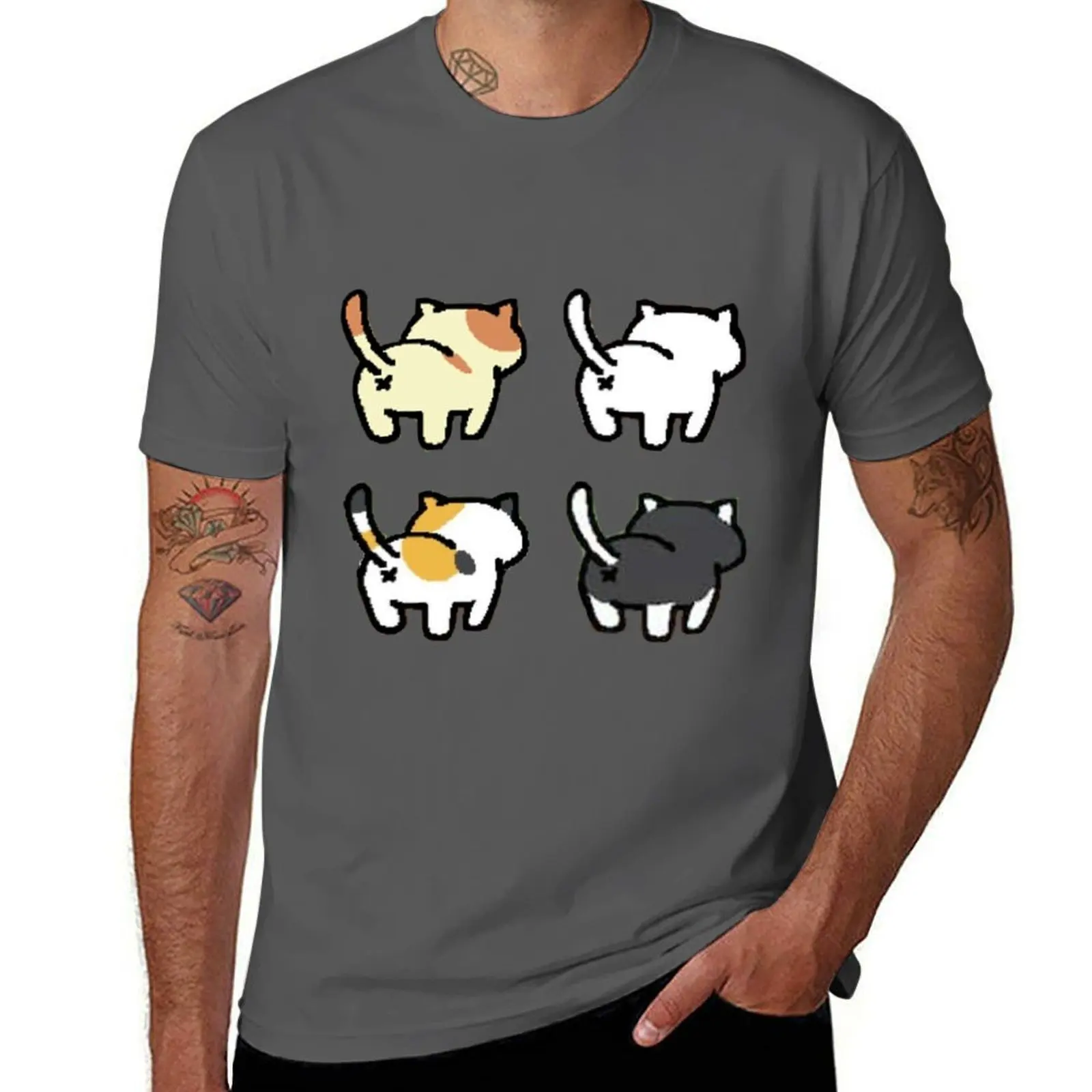 

Neko Atsume - Butts T-Shirt Fashion Simple Casual Tee Shirt