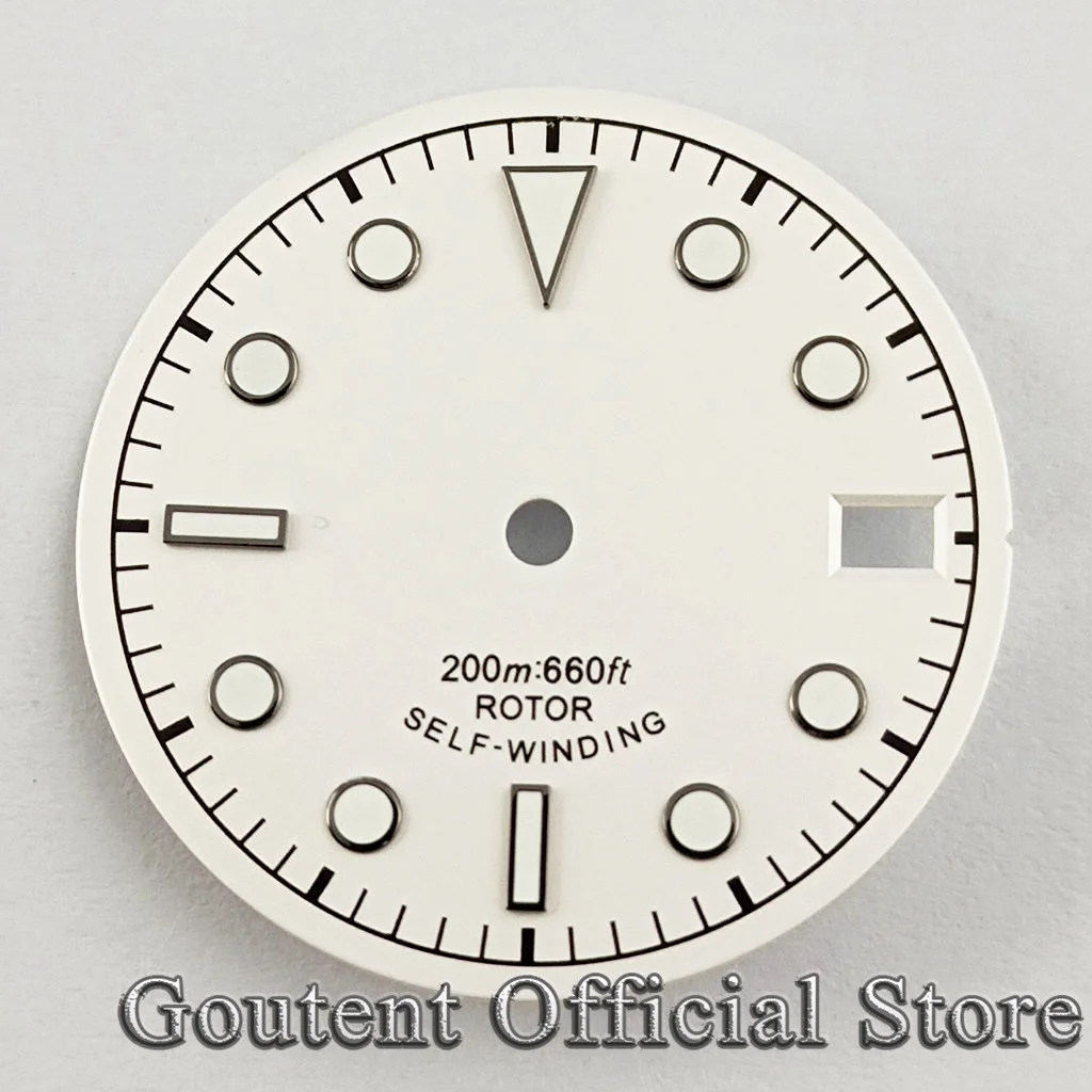 Goutent 28.5mm Sterile White Sky Blue Black Blue Green Gray Watch Dial Fit NH35 NH35A Movement Calendar Window