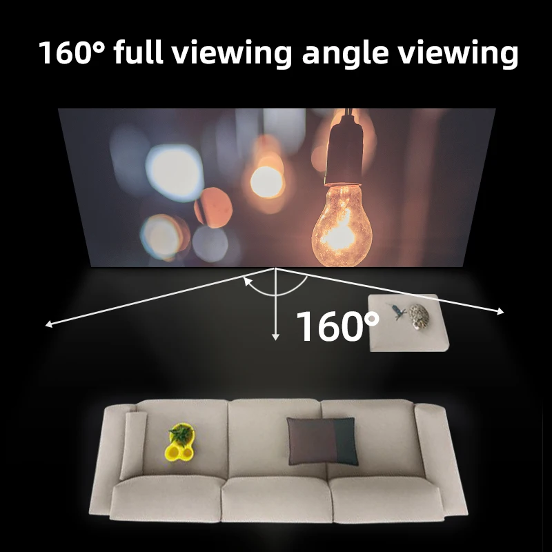 LEJIADA Projector Screen 60-130 inch White Grid Anti-Light 160 ° Viewing Angle Reflective Projection Screen Indoor Outdoor Movie