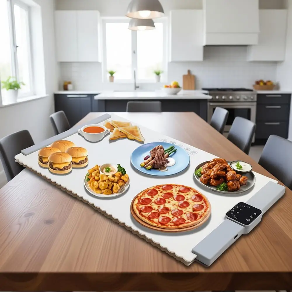 

Electric Portable Silicone Warming Plate, Roll Up Heating Tray for Food, 5 Heat Levels, 24x15.7 (White)