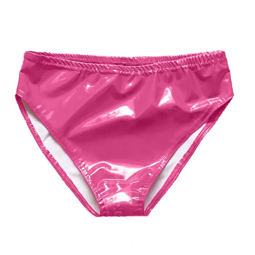 Leather Panties Women Sexy Open Panties Small Wrapped Hip Bright Mirror Paint High Waist Appeal PVC Underwear