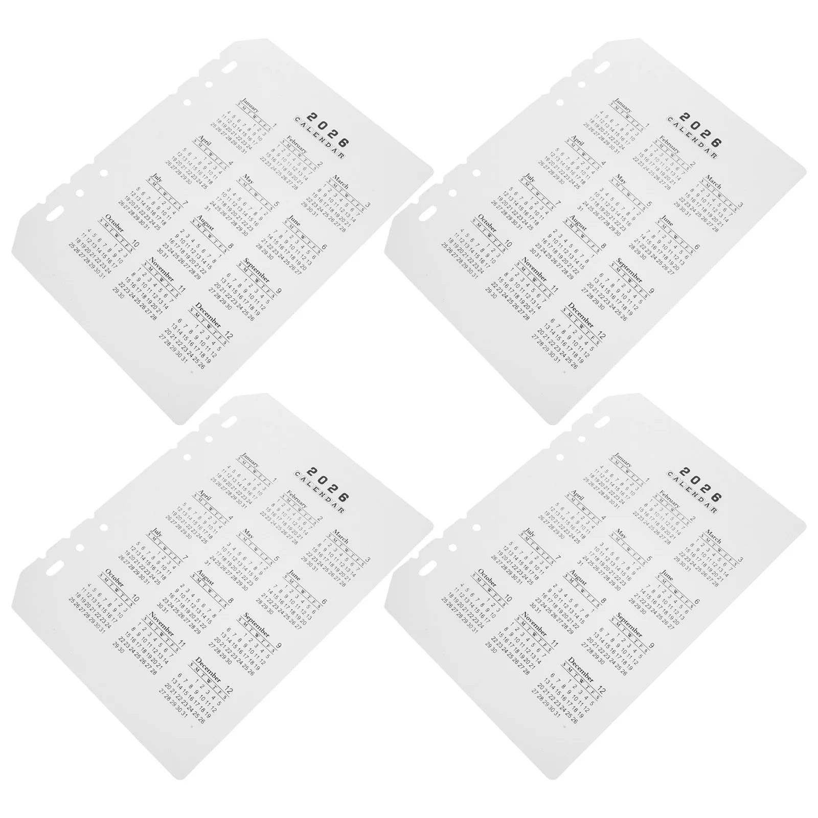 4Pcs Matte Finish Calendar Dividers 2026 A5 Frosted PP Plastic Binder Dividers with Tabs for Planner Notebook Calendar Refills