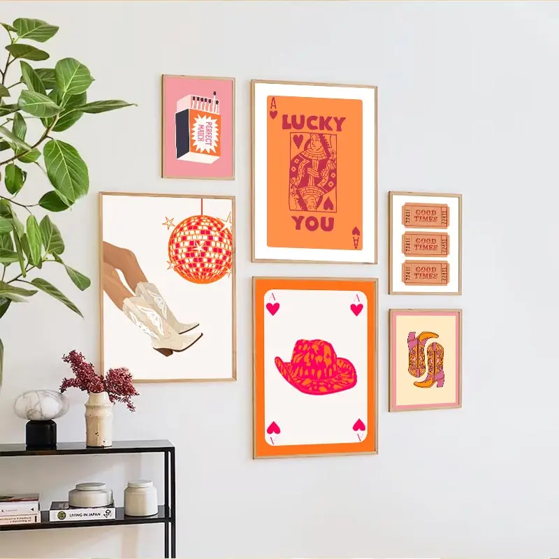 

Orange Trendy Colourful Abstract Aesthetic Poster Minimalist Modern Girls Bedroom Canvas Painting Home Decor Frameless Wall Art