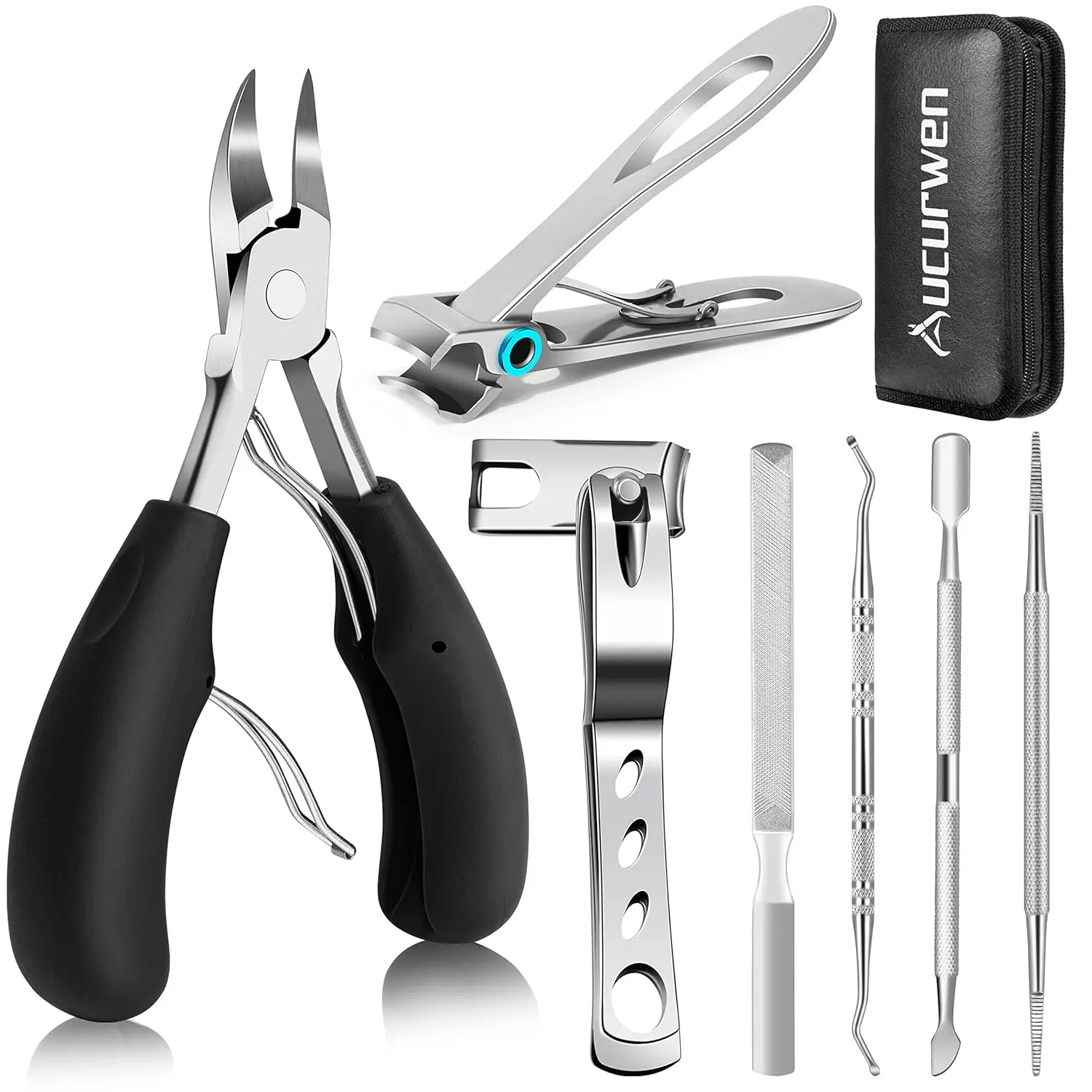 

Heavy Duty Toenail Clippers for Seniors with Thick Nails, Long Handle and 7-Piece Set
