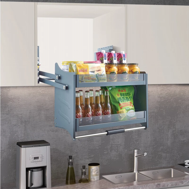 معدات المطبخ خزانة رافع المطبخ سلال سحب أسفل رفوف الألومنيوم رفع سلة التوابل #2