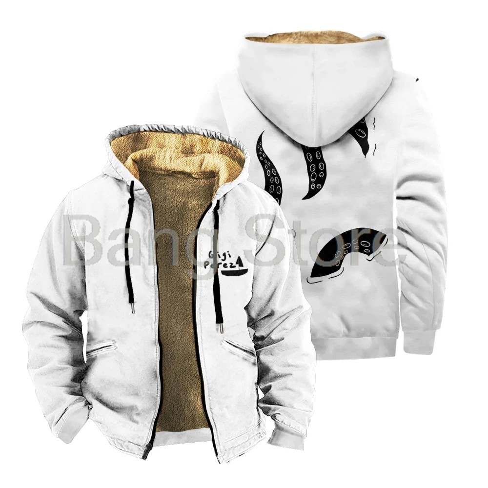 

Gigi Perez Big Squid Arms Zipper Jacket Women Men Long Sleeve Thickened Winter Parka Streetwear Coat