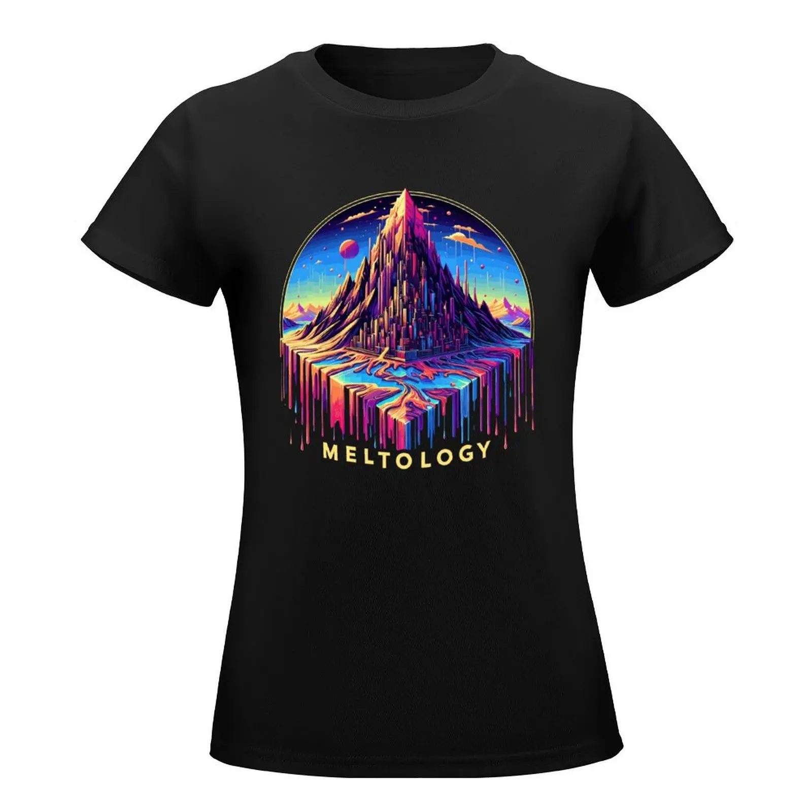 Colorful Dripping Mountain City Meltology T-Shirt quick-drying summer top cute clothes customizeds t-shirts for Women pack