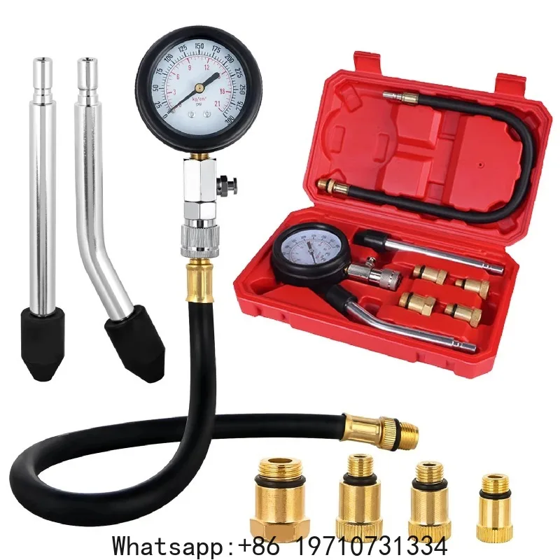 Cylinder Compression Tester Kit 0-300 PSI Dual Scale Quick Coupler Brass Fittings Gauge Engine Diagnostic Tool Car Motorcycle