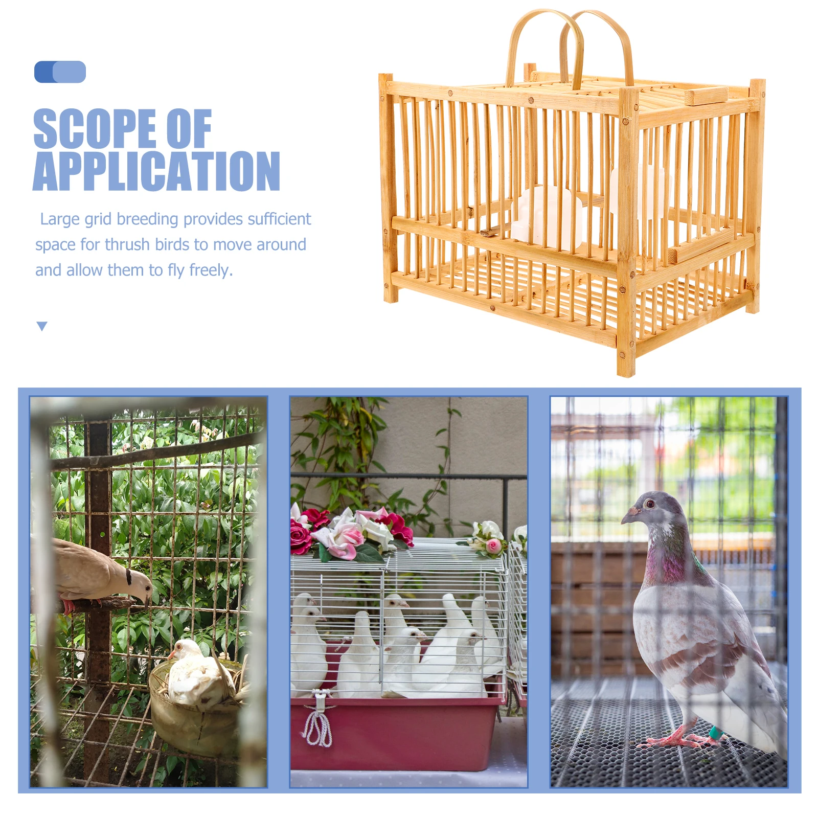 

Double Layer Bamboo Bird Cage Sturdy Stable Small Birds Home Use Handheld Outdoor Walk Easy Clean Ample Space