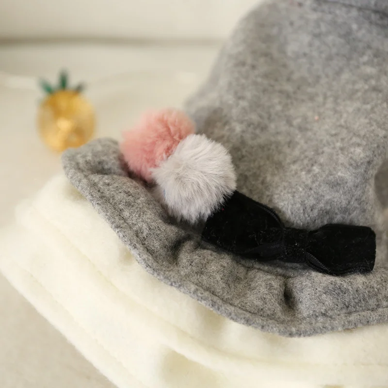 1PC Pet Clothing Autumn/Winter Thick grey double ball bow Princess dress suitable for small to medium sized dogs