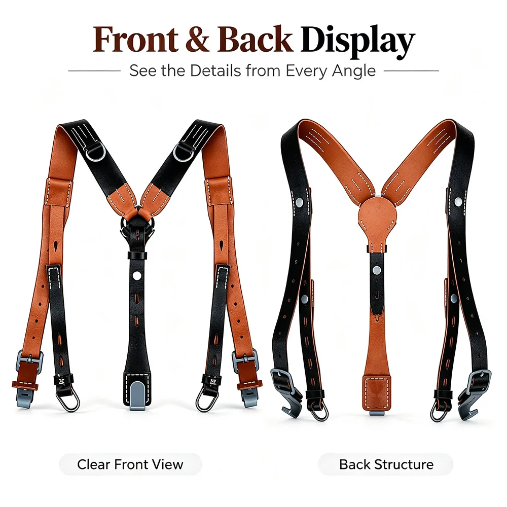 WW2 Retro Y Shaped Shoulder Straps Vintage Tactical Belt Adjustable Camera Sling Braces for Outdoor Field Activity Costume