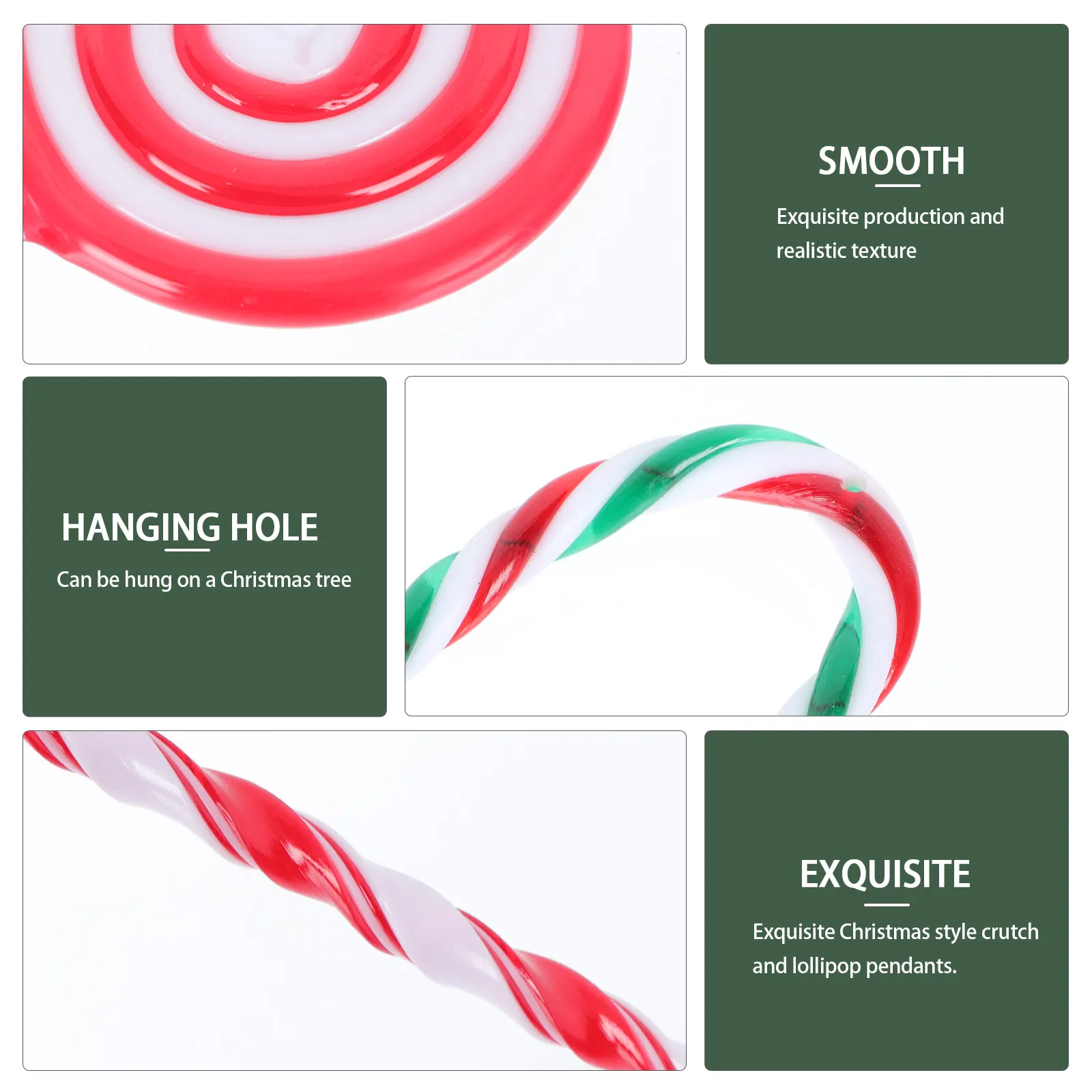 

30 Pcs Christmas Decorations 2023 Party Xmas Charms Ornaments Colorful Festival Crutch Lollipop Decors Candy Pendant Plastic