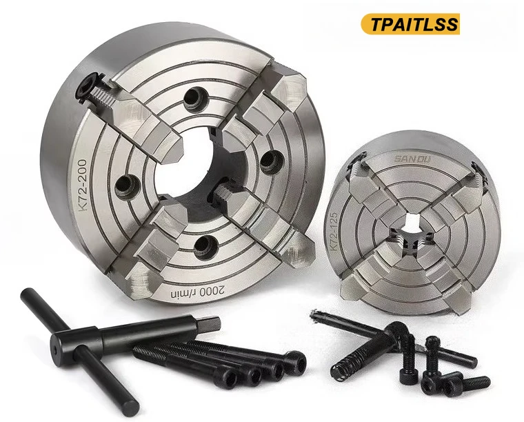 

Chuck 4 Jaw 3-10Inch Lathe Independent Reversible Jaw K72-80/100/125/160/200/250 Tool Drilling Milling Woodworking