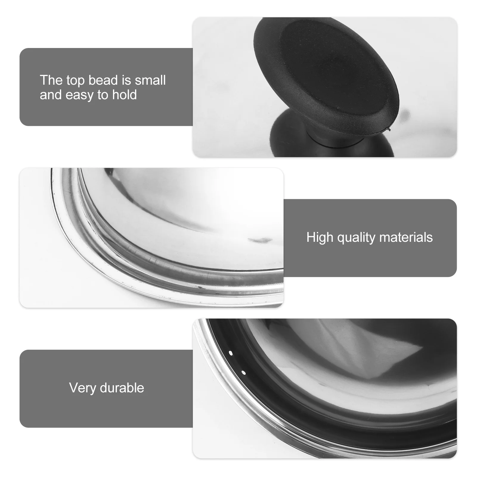 

Steel Cooking Pot Lid 38cm Stainless Steel Anti-Scald Cover Heat Resistant Pan Lid Splash Guard Knob
