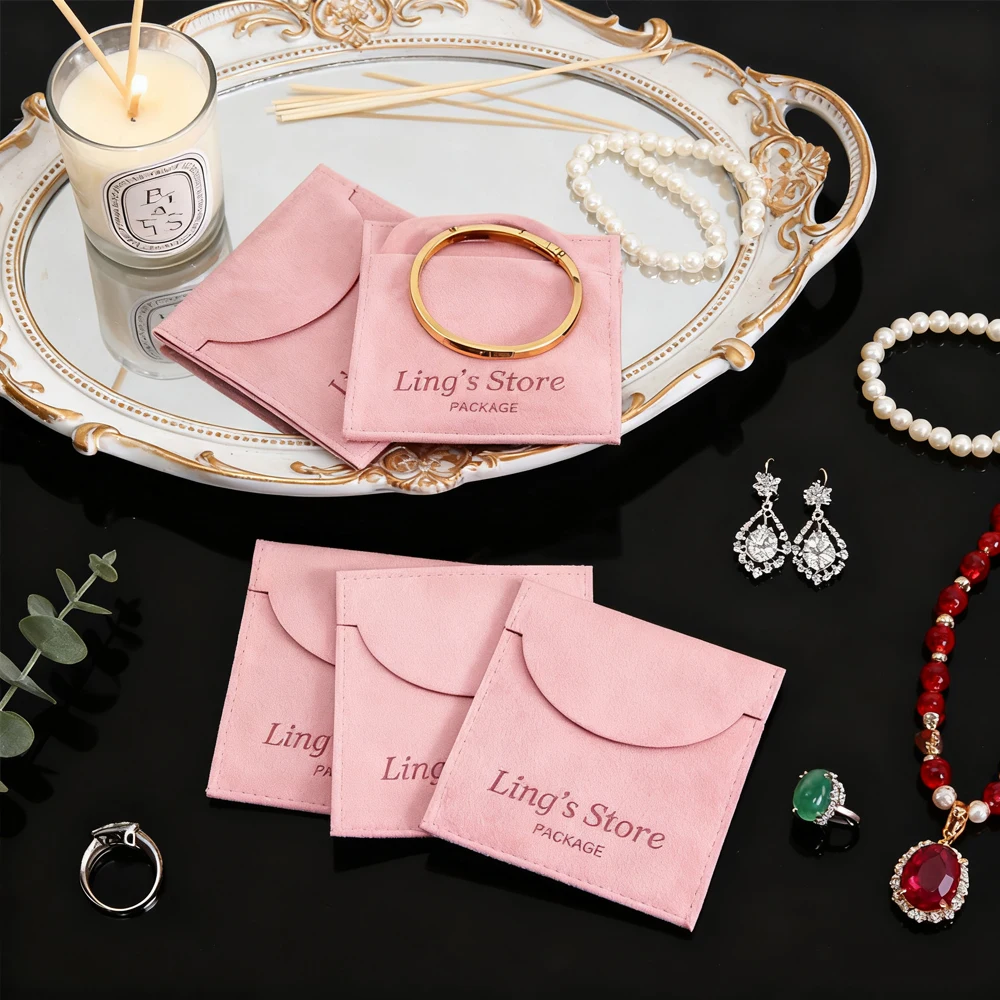 

100Pcs Pink Velvet Jewelry Packaging Pouch Chic Wedding Favors Bag Microfiber Cosmetic Pockets Product Package Wedding Gift Sack