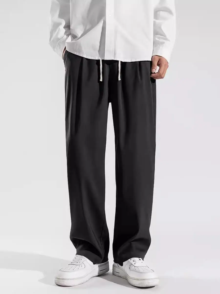 

Men's Summer Ice Silk Loose Fit Straight Leg Sport Pants Breathable Qui Dry Lightweight Polyester Casual Trousers