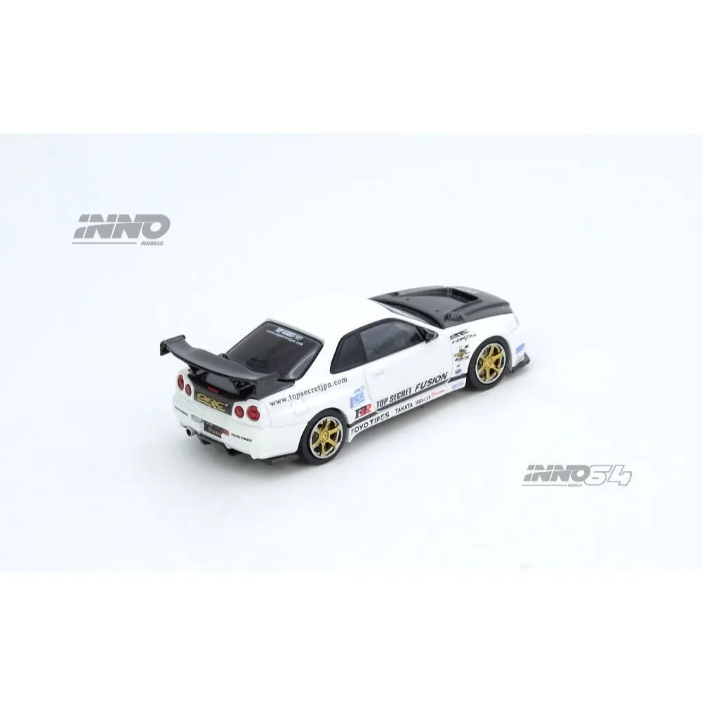 Przedsprzedaż INNO 1/64 Model Samochodu z Odlewu TOP SECRET R34 GT-R Biały Wersja Limitowana High Performance Prezent dla Chłopców i Dorosłych