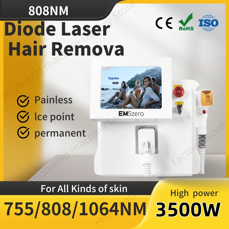 

808 Diode Laser Hair Removal Machine Cooling Permanent Painless 3Wavelength Epilator Super Energy Density Suitable All Skin Tone