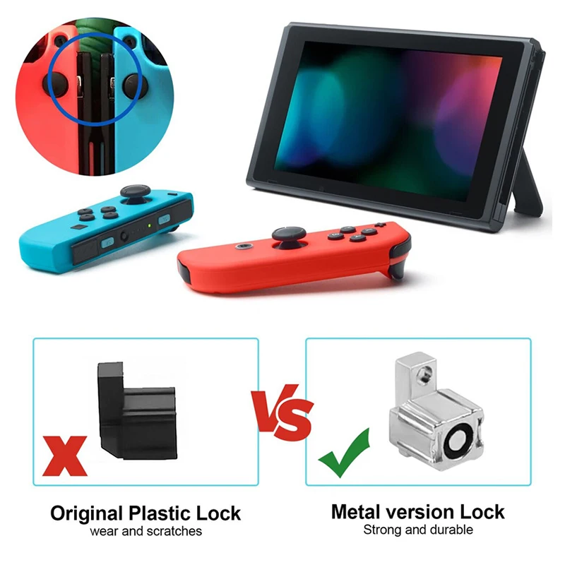 Metal Lock for Switch OLED Buckle Slide 2pcs/Pair Latch Skidway Snap Button for Nintendo Switch OLED JoyCon Slide Rail Clip