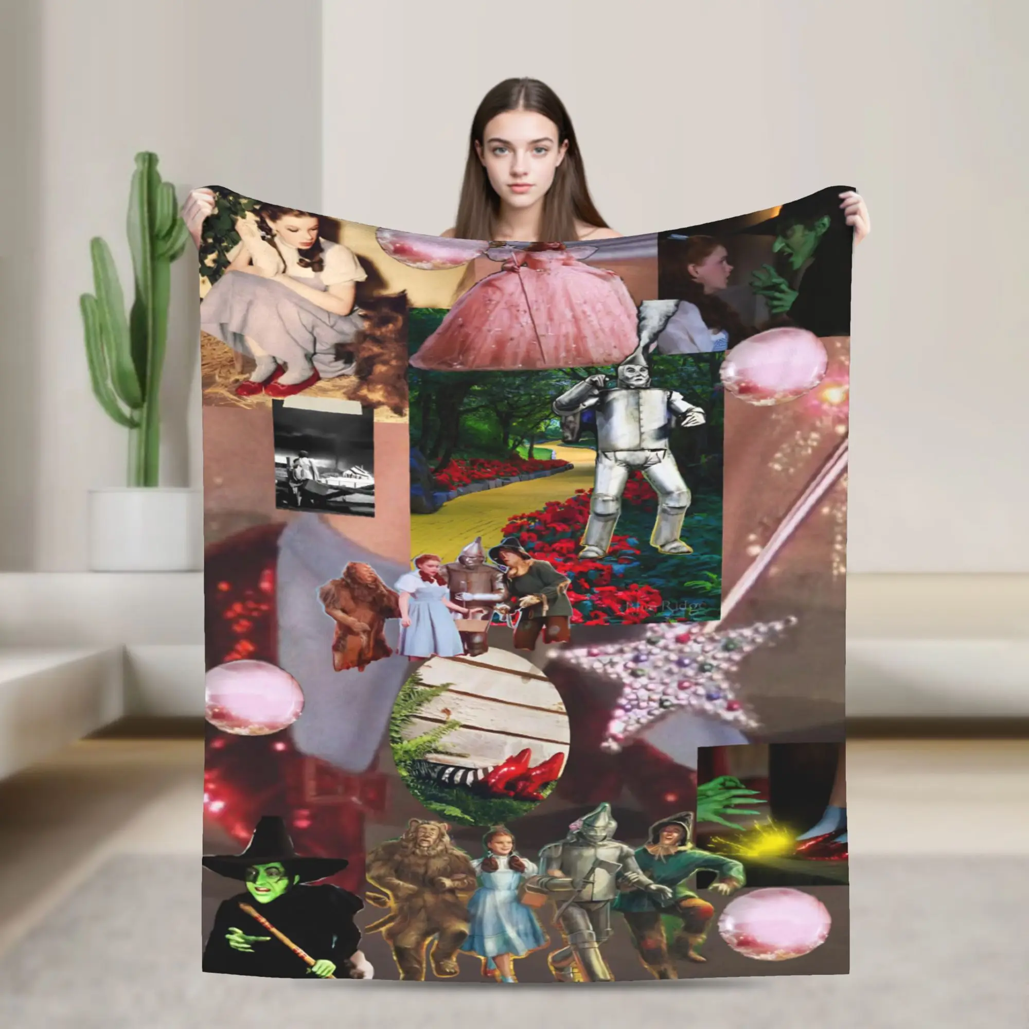 Wizards of Ozs Movie Plush Blanket Cowardly Dorothy Tin Toto Awesome Throw Blanket for Home 150*125cm Rug Piece