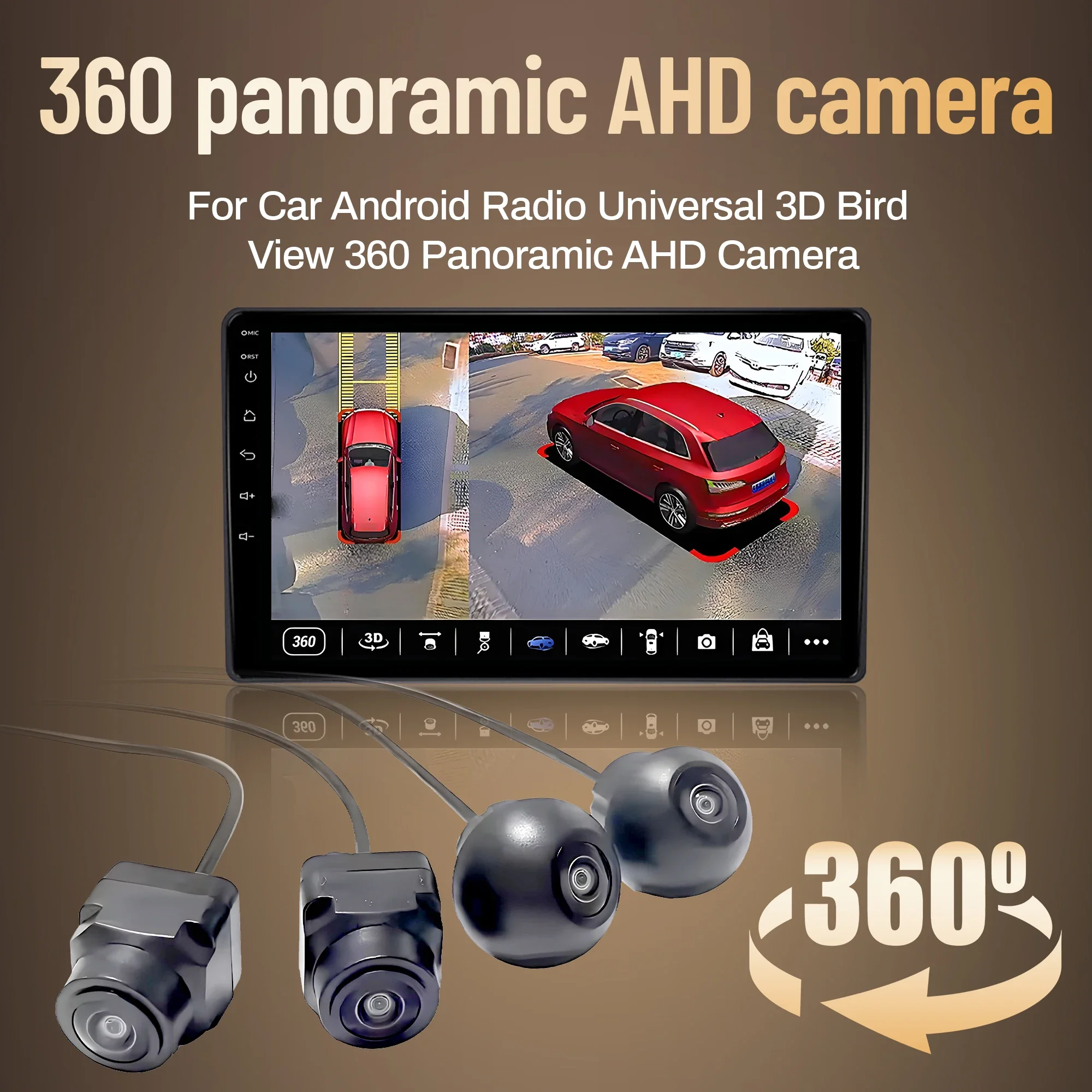 

Универсальная панорамная камера 3D с видом на птицы 360, AHD 1080P/720P, задняя/передняя/левая/правая, аксессуары для автомобильного радиоприемника Android