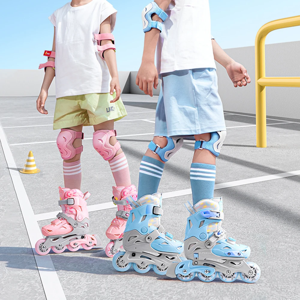 กระพริบ 4 ล้อ Skete รองเท้าอินไลน์ Roller Skates ปรับขนาดสําหรับเด็กชายหญิงสเก็ตกลางแจ้งรถไฟรองเท้าผ้าใบของขวัญ 2025