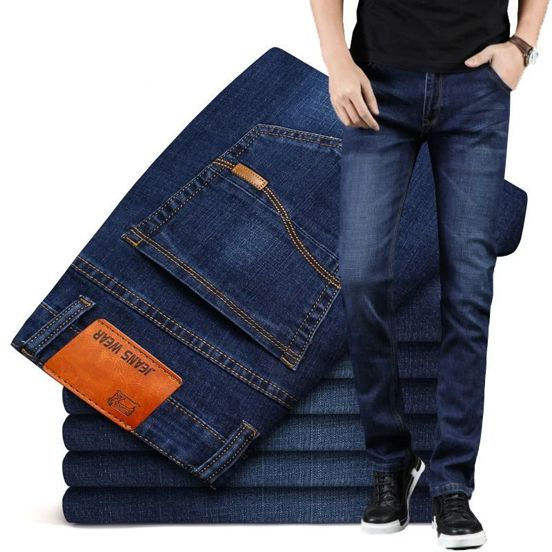 Men Jeans Summer Thin Straight Loose All-Match Stretch Casual High Quality Pants Men High Waist