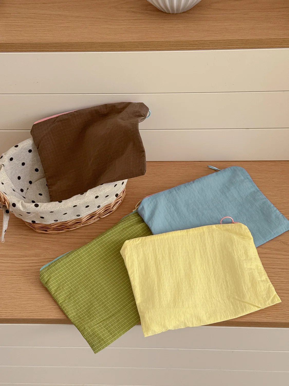 New Women Plaid Makeup Bag Large Capacity Nylon Zipper Pouch Purse Travel Clutch Cosmetic Organizer Zipper Storage Bag Косметика