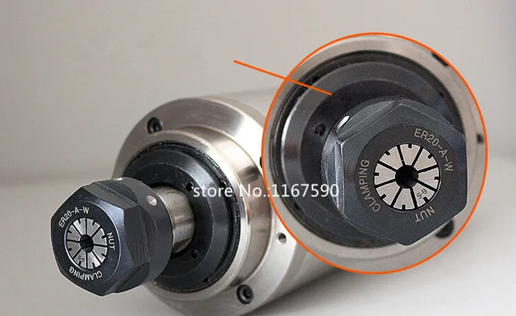 Good quality 3KW spindle motor 220V / 380V ER20 4 bearings 3000W 100x220mm engraving machine spindle motor