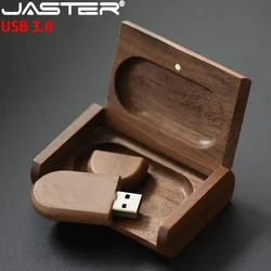 JASTER Wood USB 3.0 Flash Drive 128GB High Speed Pen Drive with Wooden Box 64GB Creative Business Gift Memory Stick 32GB 16GB