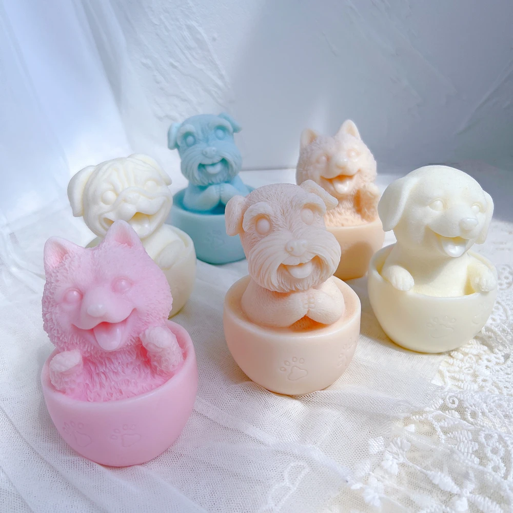 

Cute Cup Dog Candle Silicone Mold Animal Soy Wax Silicone Mould Puppy Lover Home Decor Gift