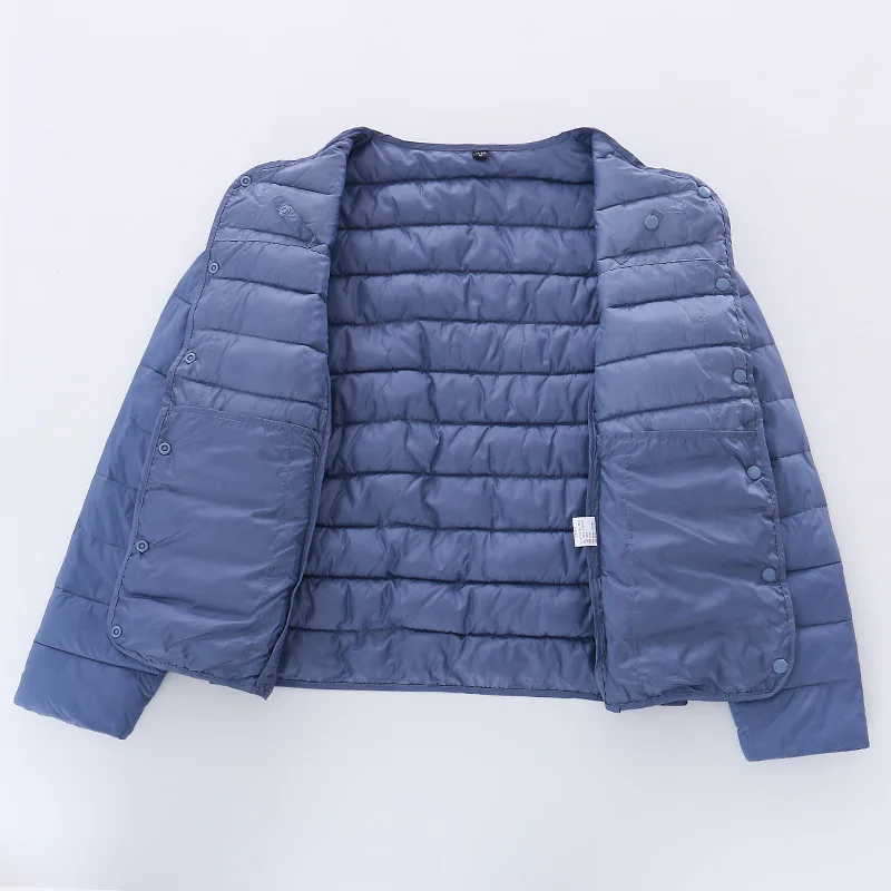 Fabric Light Jacket Female Ultra Light Down Jacket Women Slim Windbreaker Without Collar Lightweight Warm Coat