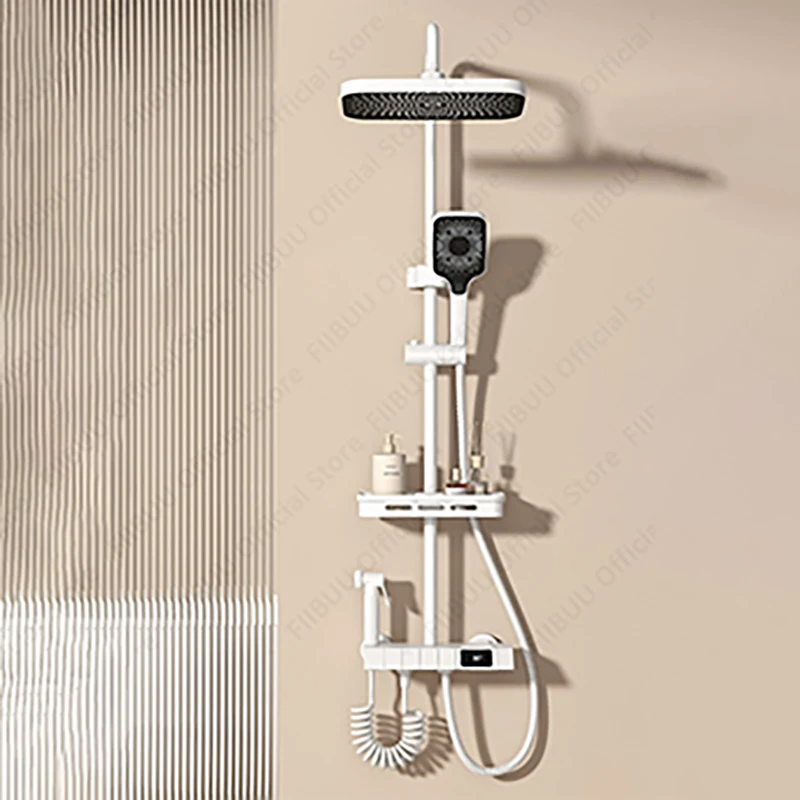 

Height Adjustable Shower Set Smart Shower System Large Waterfall Showers for Bathroom Massage Showerhead Bathroom Accessories