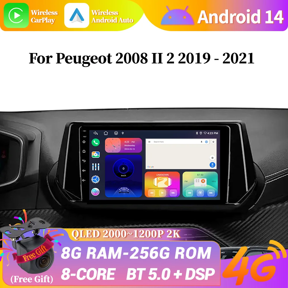 For Peugeot 2008 1 2013 - 2020 Android Car Radio Multimedia Auto GPS Screen Carplay 5G Wifi 4G All-In-One Stereo