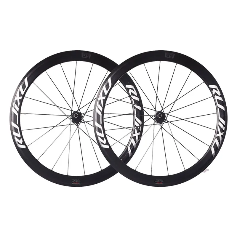 RUJIXU 700C 6 pawls  Height 30/40/50MM Pull Carbon fiber tube HUB Flat Spokes Wheel V / C brake disc brake road wheelset