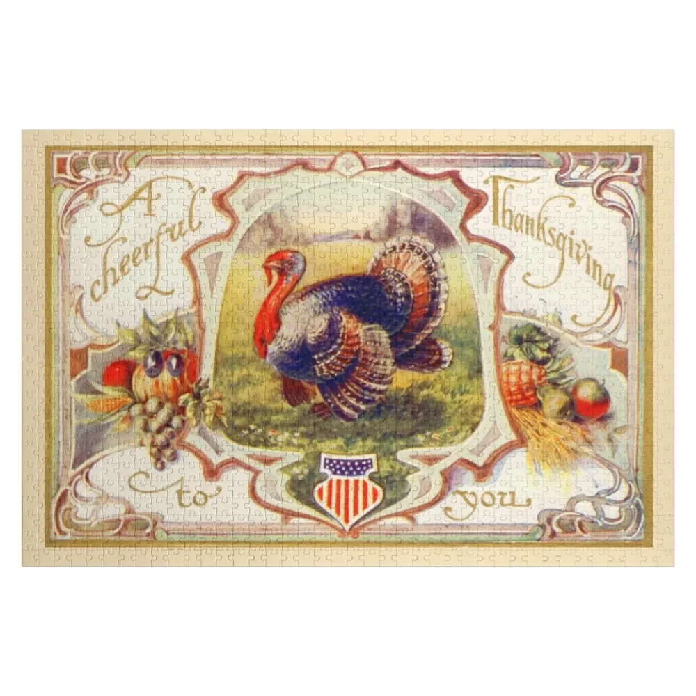 

Vintage Happy Thanksgiving Turkey Jigsaw Puzzle Wooden Adults Custom Wooden Name Puzzle