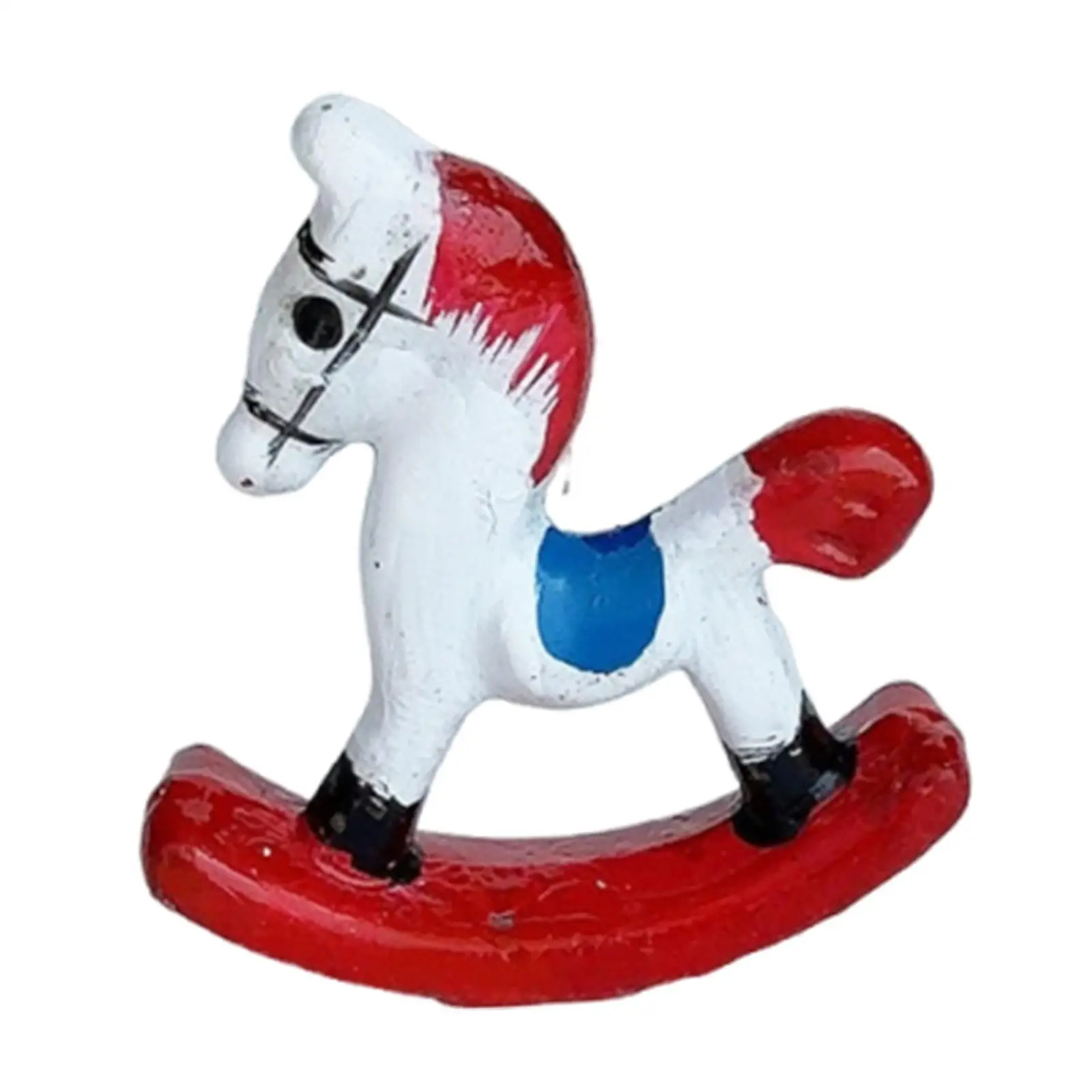 

1/12 Wooden Rocking Horse DIY Accessories Mini Ride on Horse Toy Photo Props for Life Scene Layout Handcraft Gift DIY Model