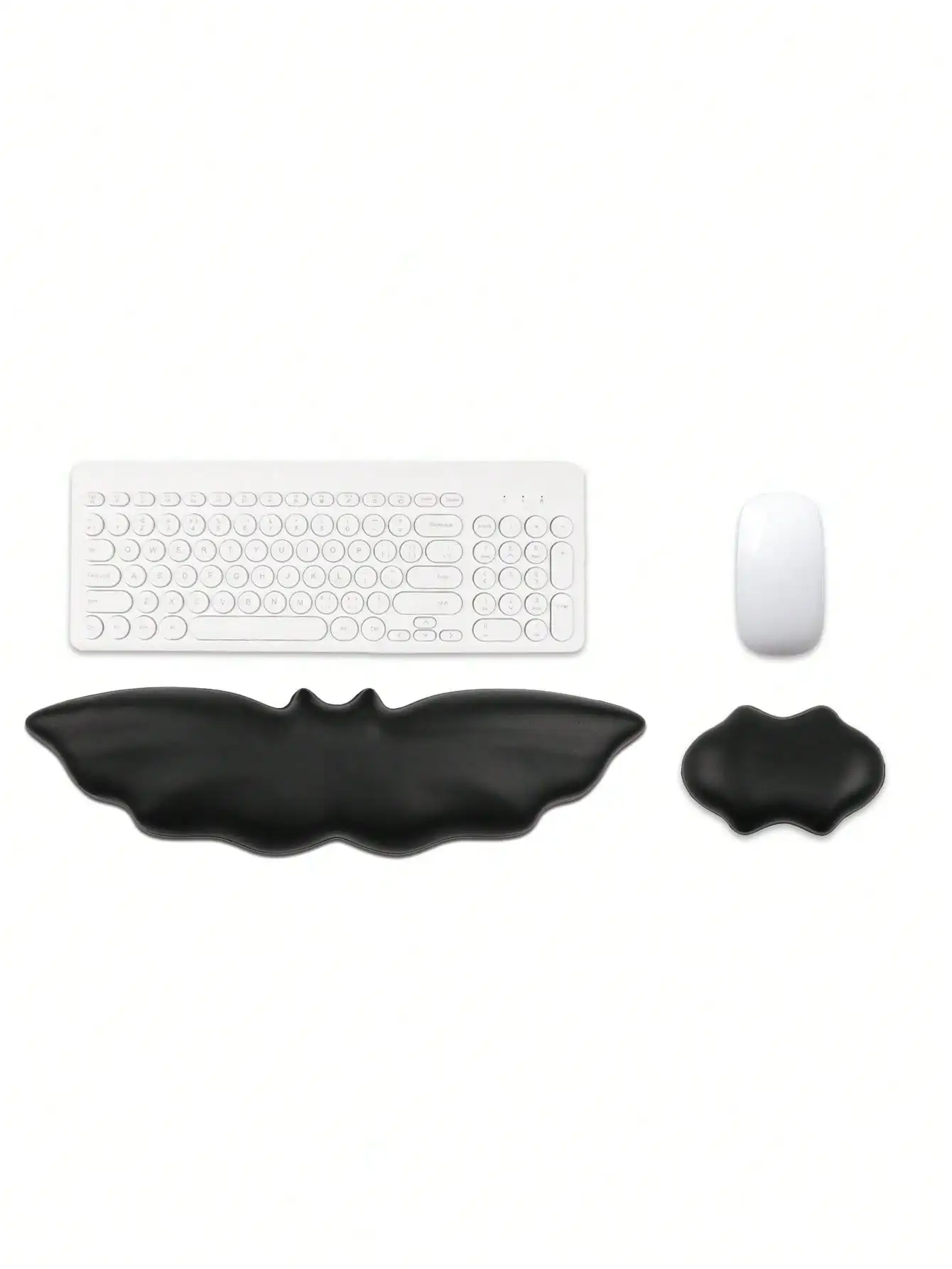 A Set of Bat-Shaped PU Leather Keyboard Wrist Rest and Mouse Wrist Pads to Support Your Hands and Relieve Fatigue.