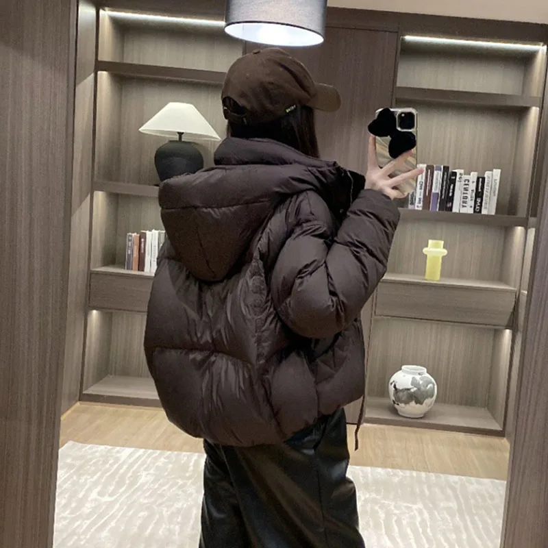 オーバーコート 2025 新冬 暖かいフード付き レディース ダウンジャケット ゆったり 厚手 ファッション 韓国版 ホワイトダックダウン レディース ダウンジャケット H688