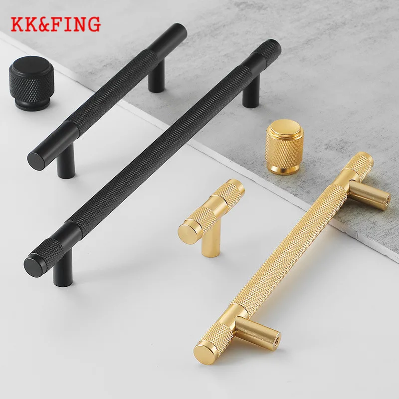 Kk & fing puxadores e puxadores simples de liga de alumínio, preto e dourado, para armário de cozinha, gaveta, guarda-roupa, porta, ferragens de móveis
