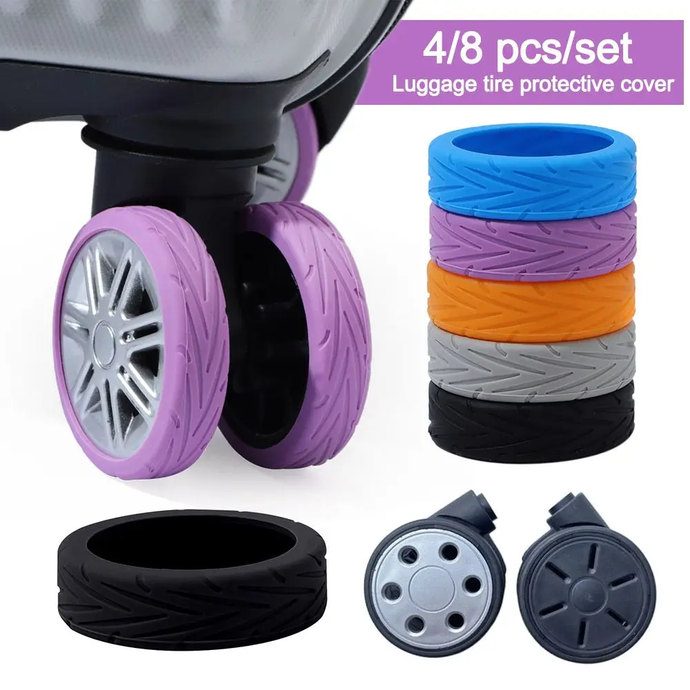 

8PCS/Set Silicone Travel Luggage Caster Shoes with Silent Sound Reduce Wheel Wear Luggage Wheel Covers Suitcase Parts Axles