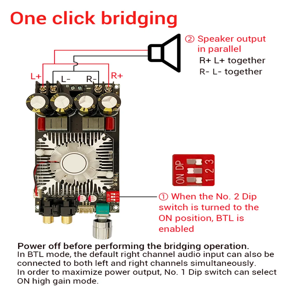 ZK-1602 TDA7498E Pure Rear Level Digital Power Amplifier Board Digital Stereo Power Amplifier 220w x1 Single Channel