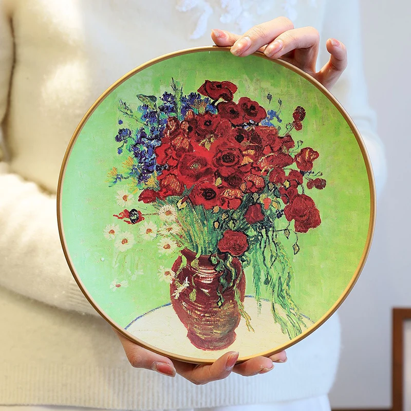 Elegant Creative Sunflower Ceramic Ornamental Plate for TV Cabinet Living Room Vintage Art Decor Gift