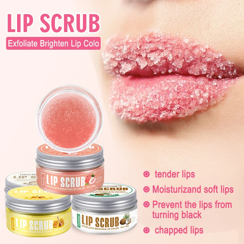 Lip Scrub 30g Peach Honey Rice Coconut Brightening Lip Color Exfoliating Moisturizing lips