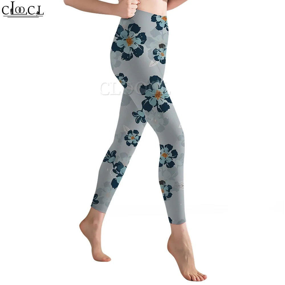 CLOOCL Legging Wanita Fashion Celana Panjang Gambar Cetak 3D Pola Bunga Sederhana Legging Ketat Pinggang Tinggi Celana Yoga Kebugaran Jogging