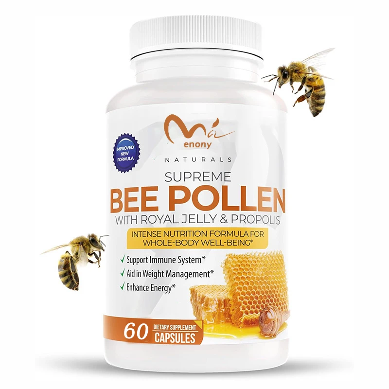 

Natural Royal Jelly 60 CapsulesContaining Propolis Black Pepper Bee Pollen to Support Immune System and Improve Oxidative Health