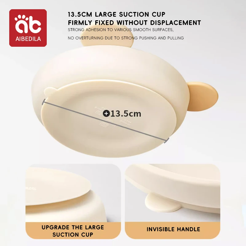AIBEDILA Piatto Ciotola in Silicone per Bambini Piatto Diviso in 3 Dieta Piatto da Pranzo Rotondo Riutilizzabile Senza BPA Silicone Sicuro per Bambini Sala da Pranzo