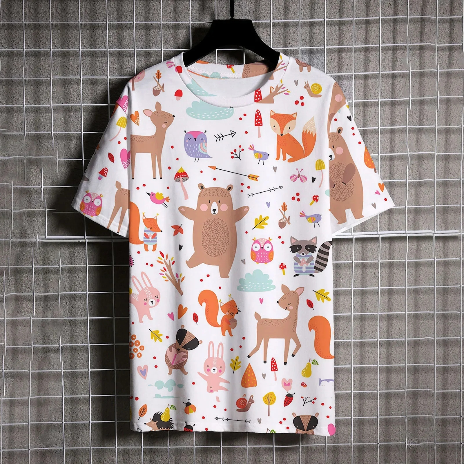 

3D Cool Animal Print Top Casual Men's Print Trendy Versatile Oversized T-shirt Graphic T Shirts Short Sleeved Children's T-shirt