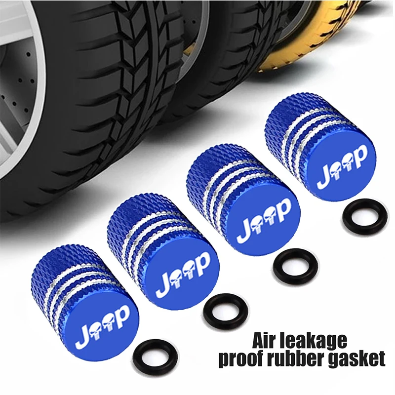 For Jeep Renegade Compass Wrangler Patriot Grand Cherokee Rubicon Car Wheel Tire Valve Caps Tyre Stem Covers Airdust Waterproof