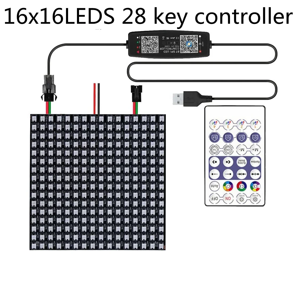 

WS2812B адресная 8x816x16 8X32 светодиодная панель с 28 клавишами USB музыкальный модуль Bluetooth-контроллера матричный экран